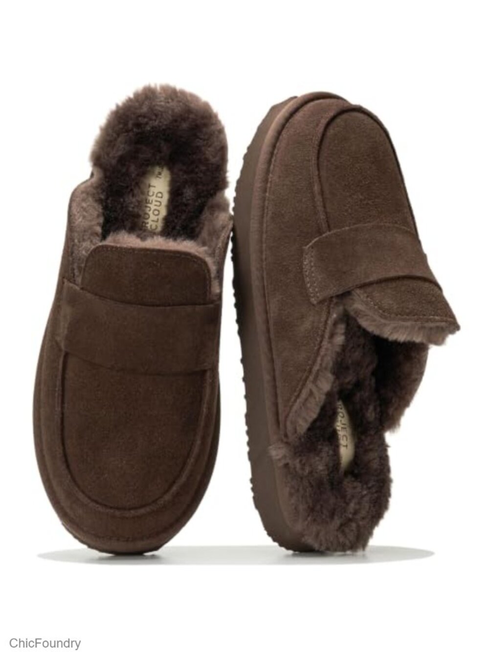 100% Genuine Leather Fuzzy Clog Slippers Memory Foam Non-Slip Mules
